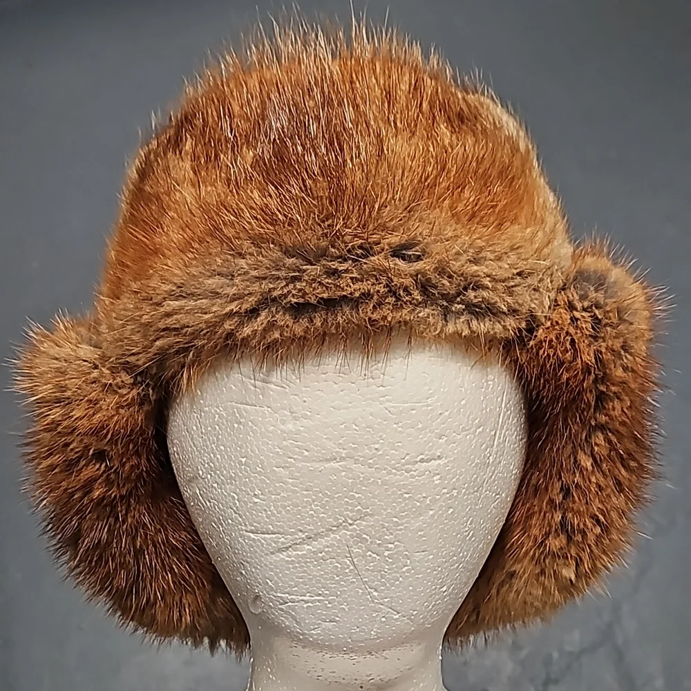 Vintage real fur russian style ushanka trapper hat